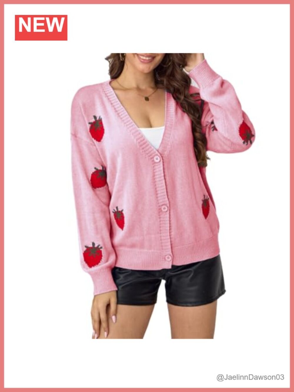 Loose V-Neck Star Jacquard Acrylic Knit Cardigan Long Sleeve Open Front Sweater